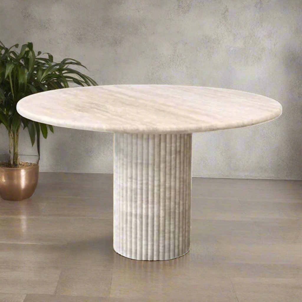 CANCUN Travertine Round Dining Table