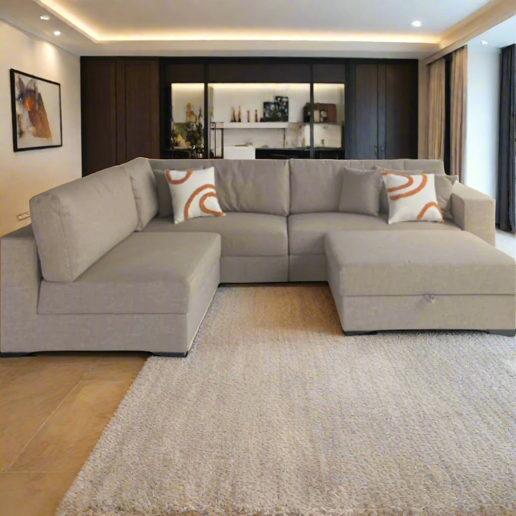 SAHARA Five Seater Sectional Sofa w/ Storage Ottoman